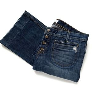 Vintage Flare Button Fly Wide Leg Distressed Jeans - Y2K 90s Low Rise Old Navy